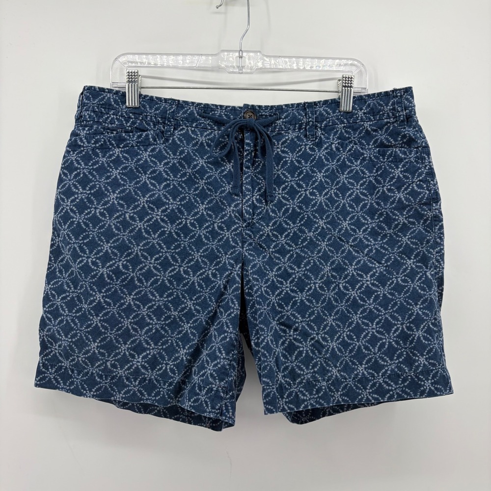 Lauren Ralph Lauren Womens 12 Blue Shorts Geometric Link Print Cotton Drawstring
